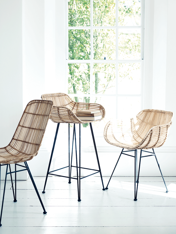 Flat Rattan Armed Chair - Natural